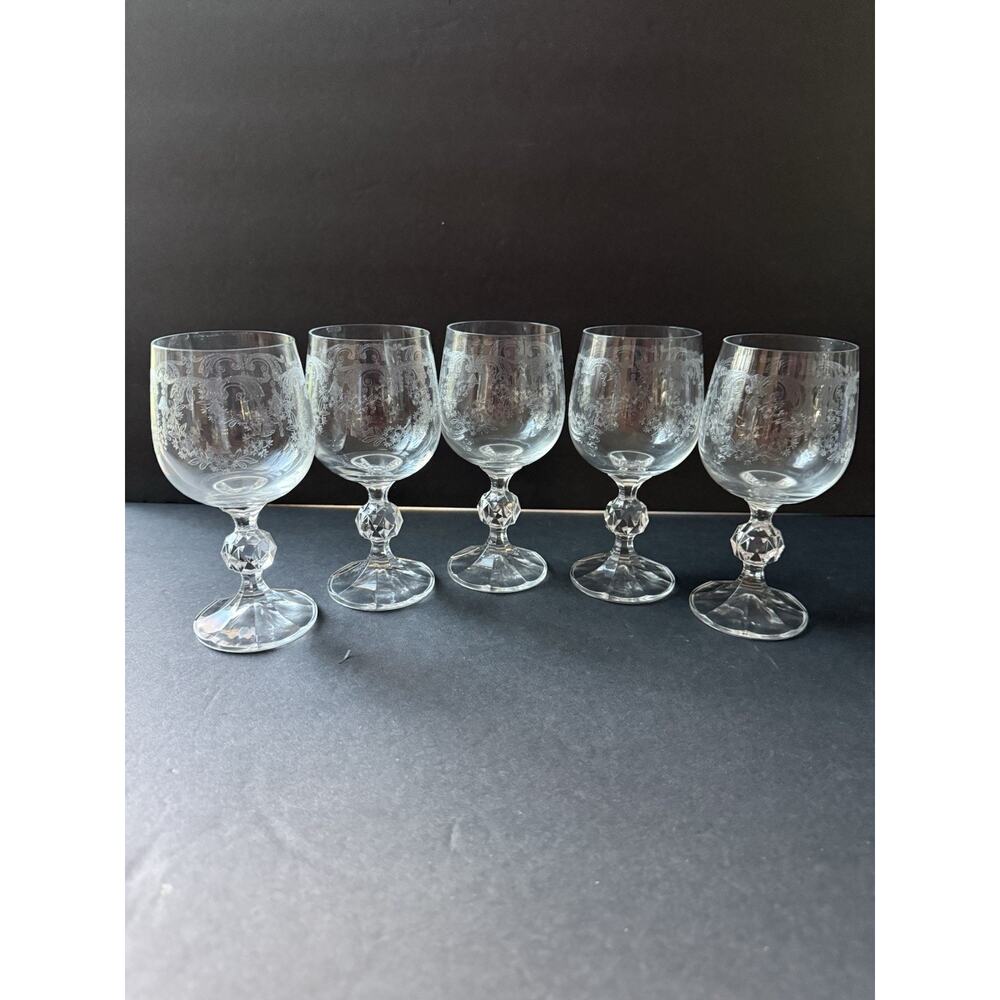 Vtg Cascade Czech Crystal Bohemia Cordial Wine Cocktail Glasses Set (5) Barware